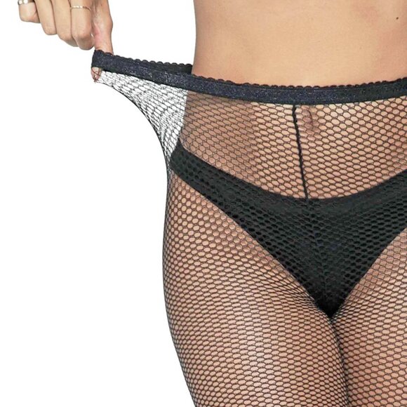 Fishnet Back Seam Tights Womens One Size OS Black Backseam Pantyhose - Picture 6 of 9